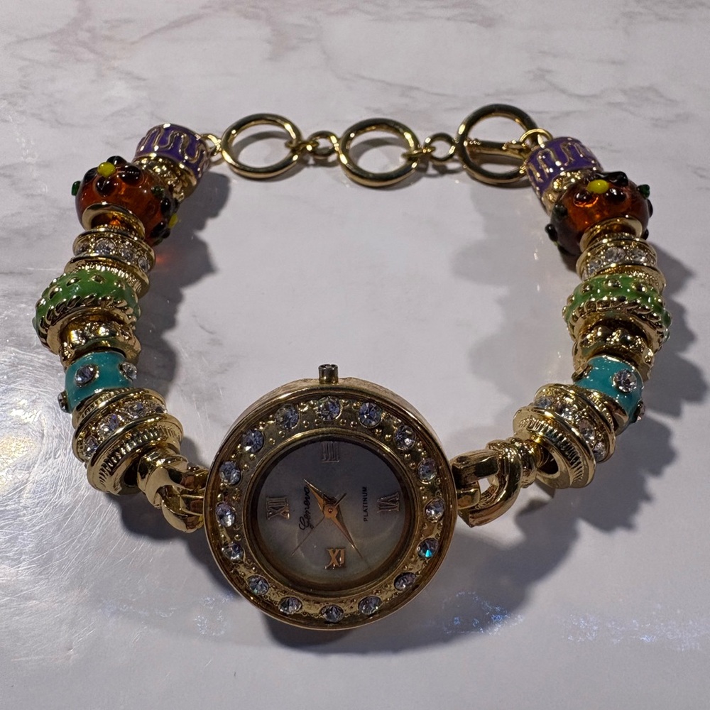 Geneva Gold Watch with Colorful Beads